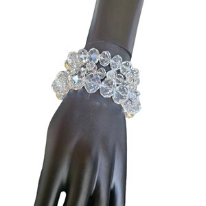 Clear/Iridescent Crystal Bead Stretch Bracelet (set of 3)